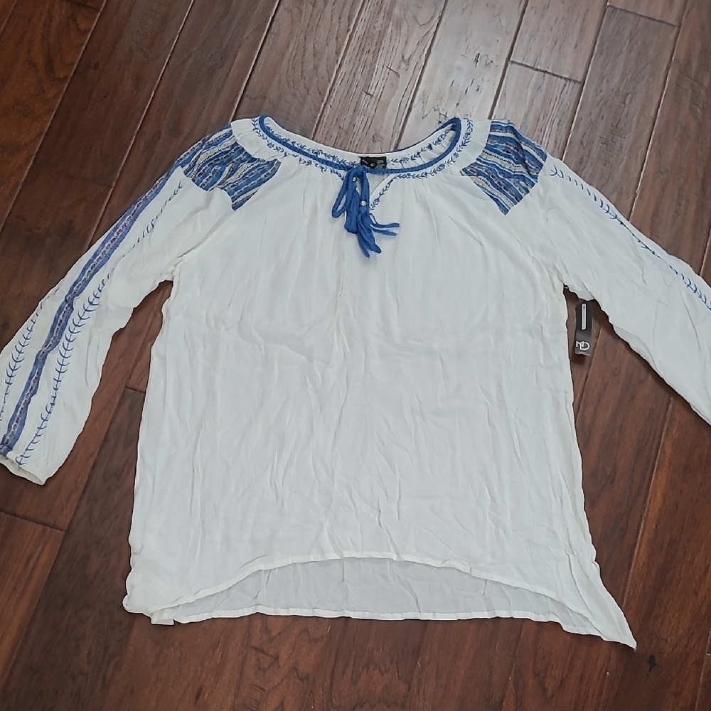 NWT New Directions Women's White and Blue Boho Top size 3X